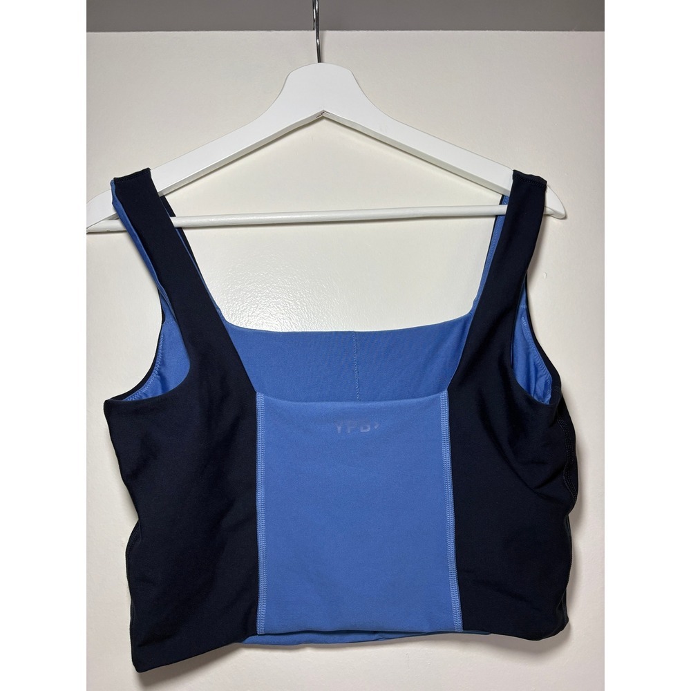 YPB Your Personal Best Crop Top Large Blue Black Colorblock Square Neck Tank - Picture 4 of 4